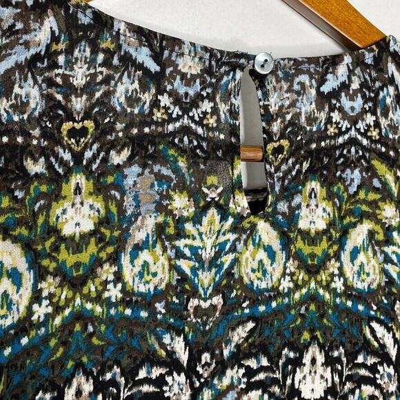 J Jill Dark Floral Argyle Stretchy Long Sleeve Blouse Size Small - Picture 7 of 8
